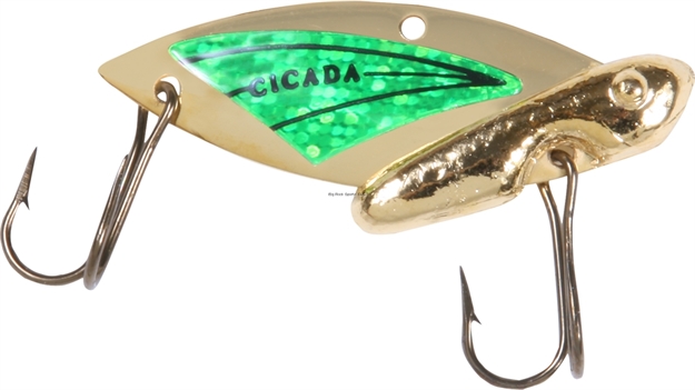 Picture of Reef Runner Cicada Blade Lure, 1 5/8", 1/4 Oz, Gold/Hot Green