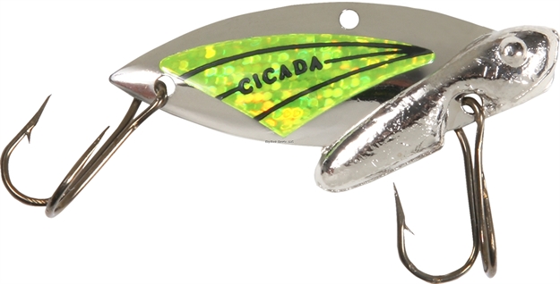 Picture of Reef Runner Cicada Blade Lure, 2",  1/2Oz Silver/Chartreuse