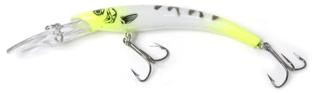 Picture of Reef Runner Deep Little Ripper 600 Minnow, 21 FT Diving Depth, 4-9/16", 1/4 Oz, Chartreuse Zebra