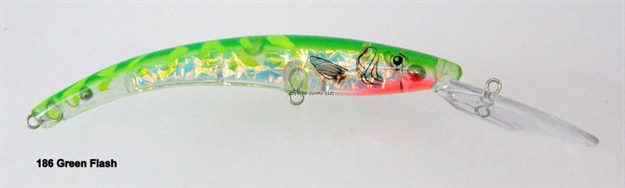 Picture of Reef Runner Deep Little Ripper 600 Minnow, 21 FT Diving Depth, 4-9/16", 1/4 Oz, Green Flash