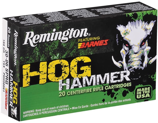 Picture of Remington Hog Hammer Rifle Ammo 30-06 Spr, Tsx Bt, 168 Grains, 2790 Fps, 20, Boxed
