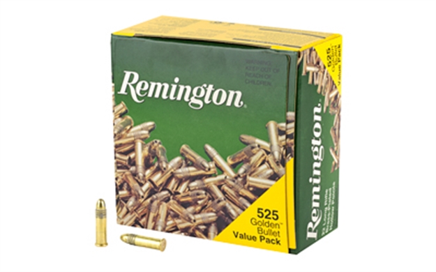 Picture of Remington Golden Bullet High Velocity Rifle Ammo 22 Lr, Php, 36 Grains, 1280 Fps, 525 Rounds, Boxed 1622C
