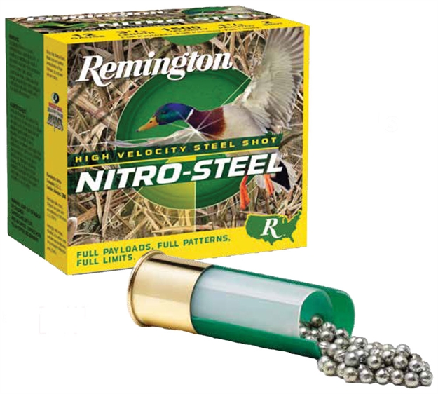 Picture of Remington Nitro Steel High-Velocity Shotshell 12 Ga, 3-1/2 In, No. Bb, 1-1/2Oz, 1500 Fps, 25 Rnd Per Box NSI1235BB 047700517704