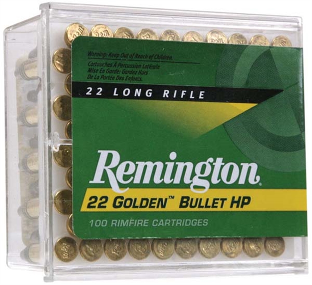 Picture of Remington Ammunition 21278 Golden Bullet Rimfire 22Lr 36Gr Plated Hollow Point 100 Per Box/50 Case 1600