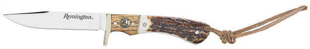 Picture of  Remington Accessories 15655 Guide Jr. 6.50" Fixed Skinner Stainless Steel Blade, Stag Bone Handle W/Remington Shield, Nickle Silver Bolsters, Includes Sheath