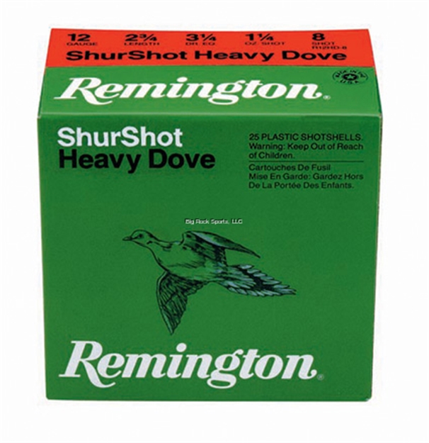 Picture of Remington Shurshot Heavy Dove Shotshell 12 Ga, 2-3/4 In, No. 7-1/2, 1-1/8Oz, 3-1/4 Dr, 1255 Fps, 25 Rnd Per Box RHD1275 047700508702