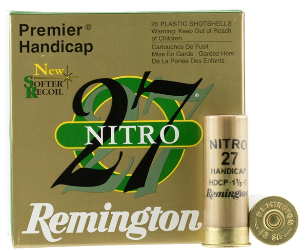 Picture of Remington Ammunition 20224 Premier Nitro 27 Handicap 12 Gauge 2.75" 1 1/8 OZ 8 Shot 25 Per Box/ 10 CS STS12NH8