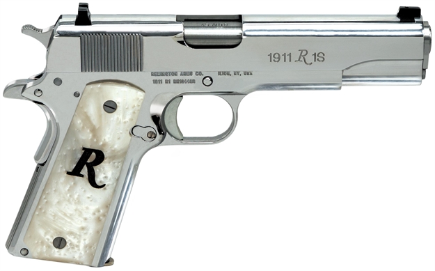 Picture of Remington Firearms 96304 1911 R1 High Polish Single 45 Automatic Colt Pistol (Acp) 5" 7+1 White Synthetic Pearl Grip Stainless Steel High Polish
