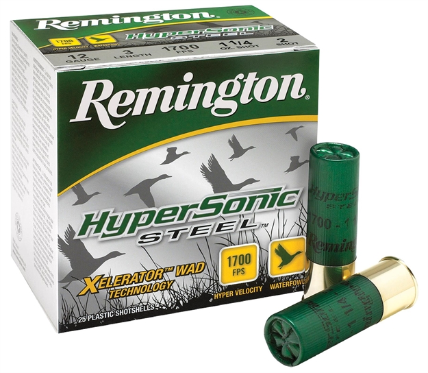 Picture of Remington Hypersonic Steel Shotshell 12 Ga, 3-1/2 In, No. Bb, 1-3/8Oz, 1700 Fps, 25 Rnd Per Box HSS1235B 047700510408