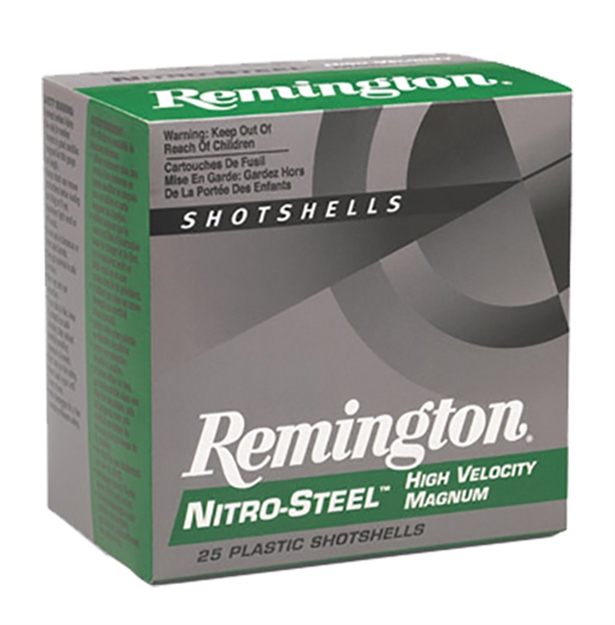 Picture of Remington Nitro Steel High-Velocity Shotshell 12 Ga, 3 In, No. 2, 1-1/4Oz, Mag Dr, 1450 Fps, 25 Rnd Per Box NS12M2