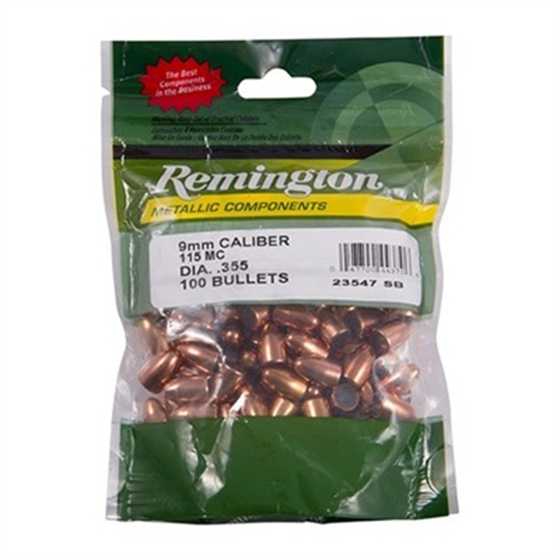 Picture of Remington Pistol Bullet 9Mm 115Gr Metal Case 100/Bag
