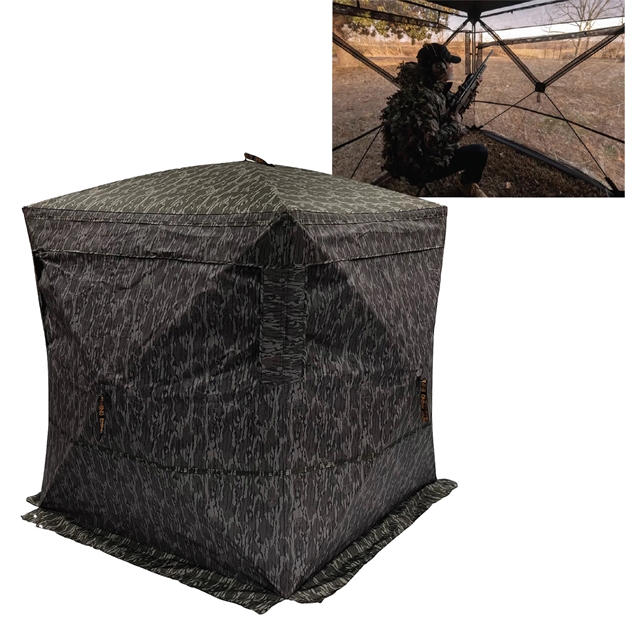 Picture of Rhino Blinds R180-St-Mbl Hybrid R180 See Through Mossy Oak Bottomland 150 Denier/Mesh 58" X 58", 66" High R180-MBL