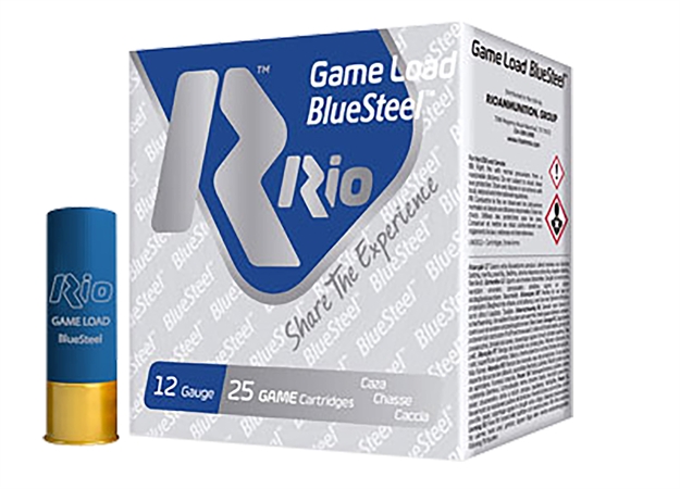 Picture of Rio Ammunition Game Load Bluesteel 32 Shotshell 12 Ga, 2-3/4", 1-1/8 Oz, #5, 1400 Fps, Max DR GLBS325 8435101621564