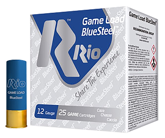 Picture of Rio Ammunition Game Load Bluesteel 32 Shotshell 12 Ga, 2-3/4", 1-1/8 Oz, #6, 1400 Fps, 25 Rnd GLBS326 8435101621540