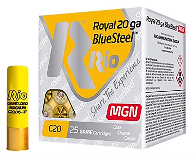 Picture of  Rio Ammunition Rbsm202 Bluesteel Royal 20Gauge 3" 1Oz 2Shot 25 Per Box/10 Case