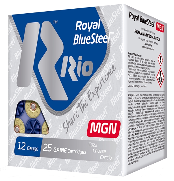 Picture of  Rio Ammunition Rbsm363 Royal Bluesteel Magnum 12Gauge 3" 1 1/4Oz 3Shot 25 Per Box/10 Case