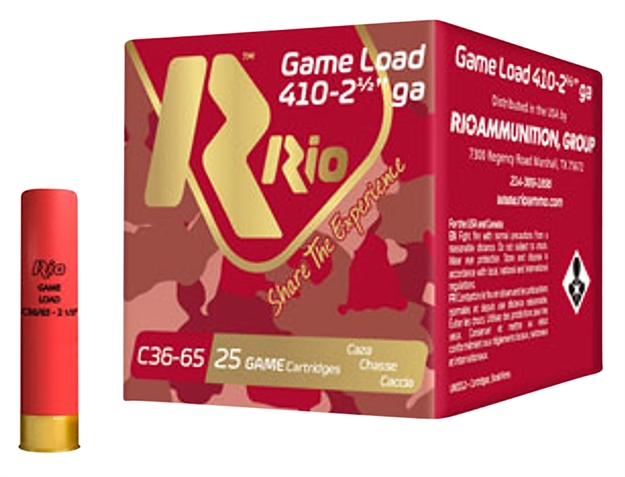 Picture of  Rio Ammunition Rc368 Game Load Heavy Field 410Gauge 2.50" 1/2Oz 8Shot 25 Per Box/10 Case 8435101621984