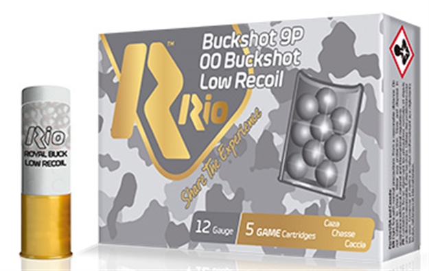 Picture of  Rio Ammunition Rblr129 Royal Buck Low Recoil 12Gauge 2.75" 9Pellets 00Buck Shot 5 Per Box/50 Case