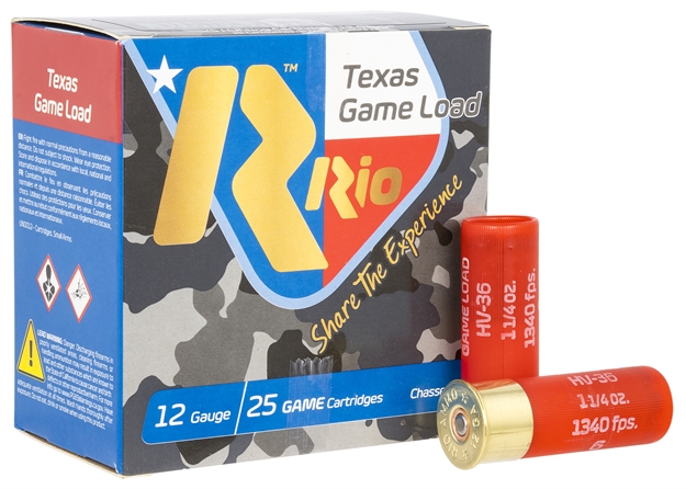 Picture of Rio Ammunition Tghv36tx6 Texas Game Load High Velocity 12 Gauge 2.75" 1 1/4 OZ 6 Shot 25 Bx/ 10 CS
