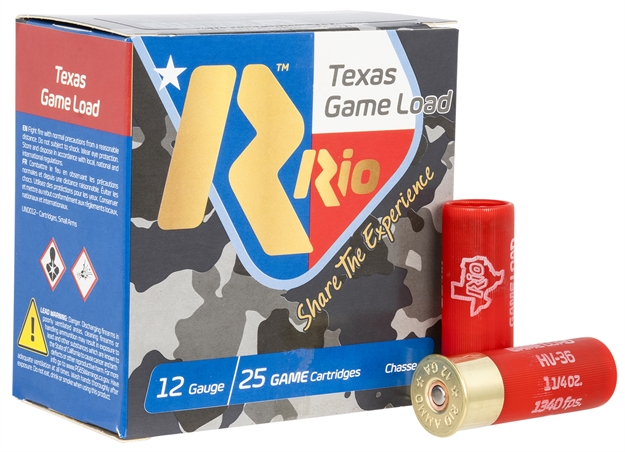 Picture of Rio Ammunition Tghv36tx8 Texas Game Load High Velocity 12 Gauge 2.75" 1 1/4 OZ 8 Shot 25 Bx/ 10 CS