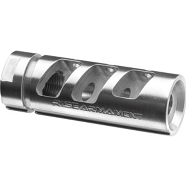 Picture of  Rise Armament Ra701308slvr Ra-701  Silver Stainless Steel With 5/8"-24 Tpi Threads & 2.50" Oal 1.35" Diameter For 7.62X51mm Nato Ar-Platform 851046006187