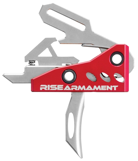 Picture of  Rise Armament Ra535apt Ra-535 High Performance Single-Stage Straight Trigger With 3.50 Lbs Draw Weight & Silver/Red Hardcoat Anodized Finish For Ar-Platform 851046006002