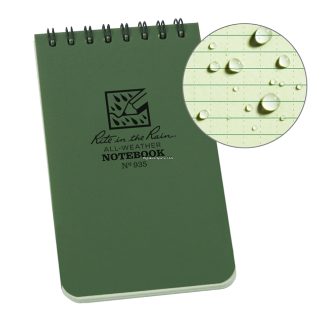 Picture of Rite IN The Rain Weatherproof Top Spiral Notebook, 3" X 5", Green Cover, Universal Pattern