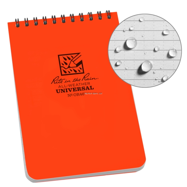 Picture of Rite IN The Rain Weatherproof Top Spiral Notebook, 4" X 6", Orange Cover, Universal Pattern