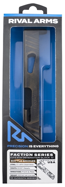 Picture of Rival Arms Rara12g104b Faction Series Slide A1 Fits Glock 17 Gen4, Rmr Cut, Battle Bronze Cerakote, 17-4 Stainless Steel RA-RA12G104B