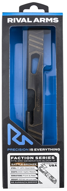 Picture of Rival Arms Ra-Ra12g105b Faction Series Slide A1 With Docter Cut Cerakote Battle Bronze 17-4 Stainless Steel For Glock 17 Gen3