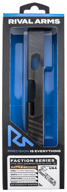 Picture of Rival Arms Ra-Ra12g205b Faction Series Slide A1 With Docter Cut Cerakote Battle Bronze 17-4 Stainless Steel For Glock 19 Gen3