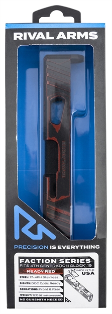 Picture of  Rival Arms Ra-Ra12g206a Faction Series Slide A1 With Docter Cut Cerakote Ready Red 17-4 Stainless Steel For Glock 19 Gen4 788130028704