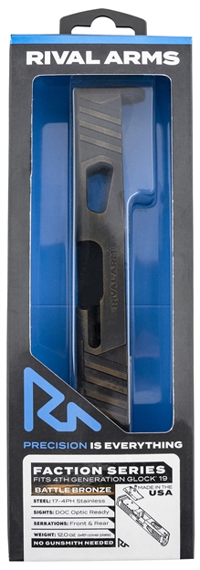 Picture of  Rival Arms Ra-Ra12g206b Faction Series Slide A1 With Docter Cut Cerakote Battle Bronze 17-4 Stainless Steel For Glock 19 Gen4