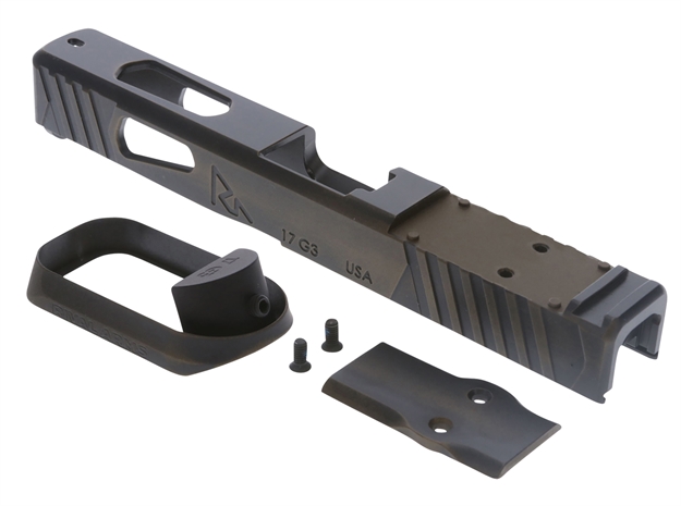 Picture of Rival Arms Ra-Ra14g105b Faction Series Slide A1 With Docter Cut Cerakote Battle Bronze 17-4 Stainless Steel For Glock 17 Gen3 (Slide & Mag Well Only)
