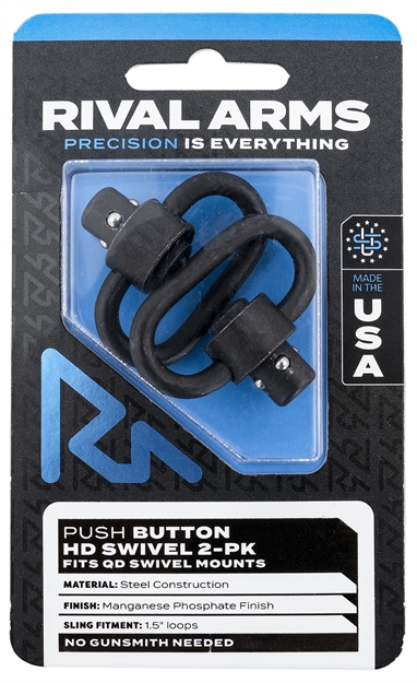 Picture of  Rival Arms Ra-Ra92s1a HD Swivel Set  Black Manganese Phosphate Steel With 1.5" Loops & Push Button