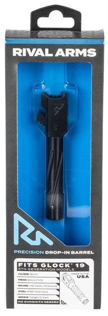 Picture of  Rival Arms Ra20g203a Precision V1 Drop-In Barrel 9Mm Luger 4.02" Black Pvd Finish 416R Stainless Steel Material For Glock 19 Gen5