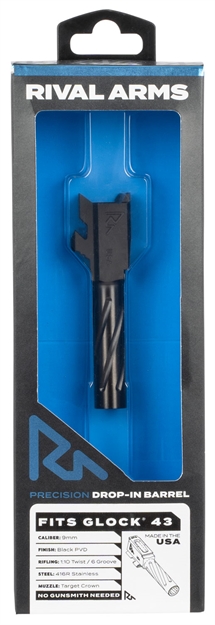 Picture of  Rival Arms Ra20g301a Precision V1 Drop-In Barrel 9Mm Luger 3.41" Black Pvd Finish 416R Stainless Steel Material For Glock 43 788130028360