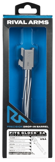 Picture of  Rival Arms Ra20g701d Precision V1 Drop-In Barrel 9Mm Luger 5.31" Stainless Pvd Finish 416R Stainless Steel Material For Glock 34 Gen3-4