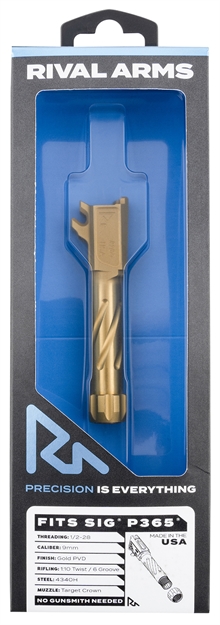 Picture of  Rival Arms Ra20p002e Precision Drop-In Barrel 9Mm Luger 3.10" Gold Pvd Finish 4340H Steel Material With Threading For Sig P365 788130031339