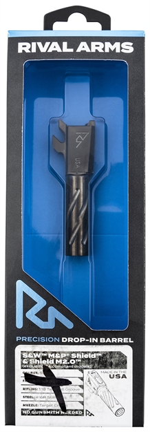 Picture of  Rival Arms Ra-Ra20s101b Precision V1 Drop-In Barrel 9Mm Luger 3.10" Graphite Pvd Finish 416R Stainless Steel Material For S&W M&P Shield, Shield M2.0 (Except For CA Compliant With Lci & EZ Models)