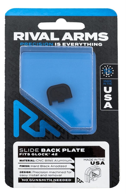 Picture of  Rival Arms Ra43g003a Slide Back Cover Plate  Single Stack Black Anodized Aluminum For Glock 42 788130030264