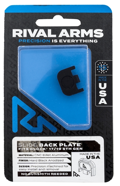 Picture of  Rival Arms Ra43g004a Slide Back Cover Plate  Double Stack Black Anodized Aluminum For Glock 17/19 Gen5 788130030271