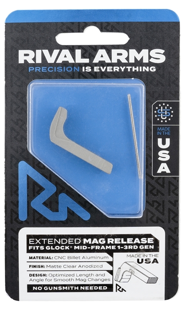 Picture of  Rival Arms Ra72g001d Magazine Release  Compatible W/Glock Gen3 (Except 21Sf) Extended, Silver Aluminum 788130029671