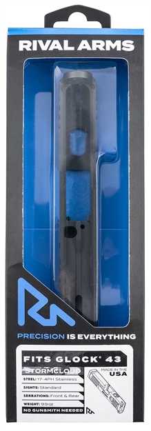 Picture of Rival Arms Rara12g305c Faction Series Slide A1 With Front & Rear Serrations Cerakote Graphite 17-4 Stainless Steel For Glock 43X RA-RA12G305C