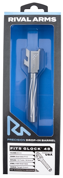 Picture of Rival Arms Rara20g801d Precision V1 Match Grade 9Mm Luger 4.17" Fluted Stainless Steel, Fits Glock 48 RA-RA20G801D