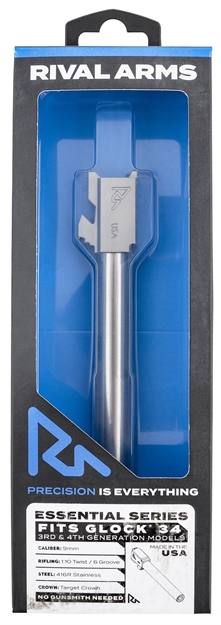 Picture of  Rival Arms Ra-Ra22g701d Essential V2 Drop-In Barrel 9Mm Luger 5.31" Stainless Stainless Finish & Material For Glock 34 Gen3-4