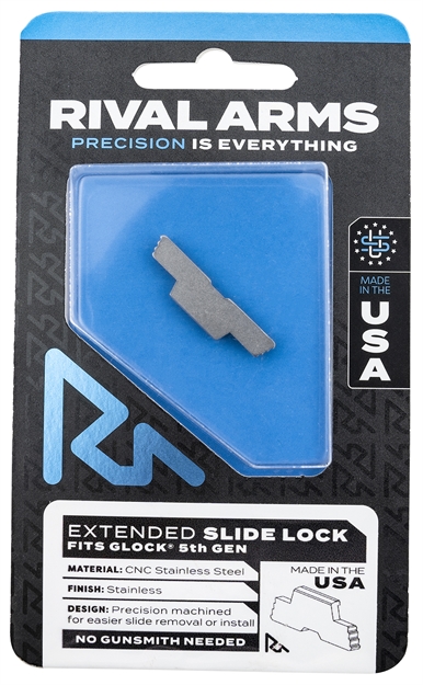 Picture of Rival Arms Rara80g002d Slide Lock  Extended Polished Stainless For Glock 34/17/19 Gen5 RA-RA80G002D 788130030370