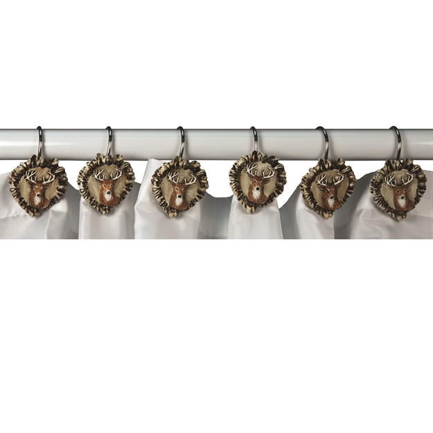 Picture of Rivers Edge 12 Piece Antler And Deer Shower Curtain Hooks