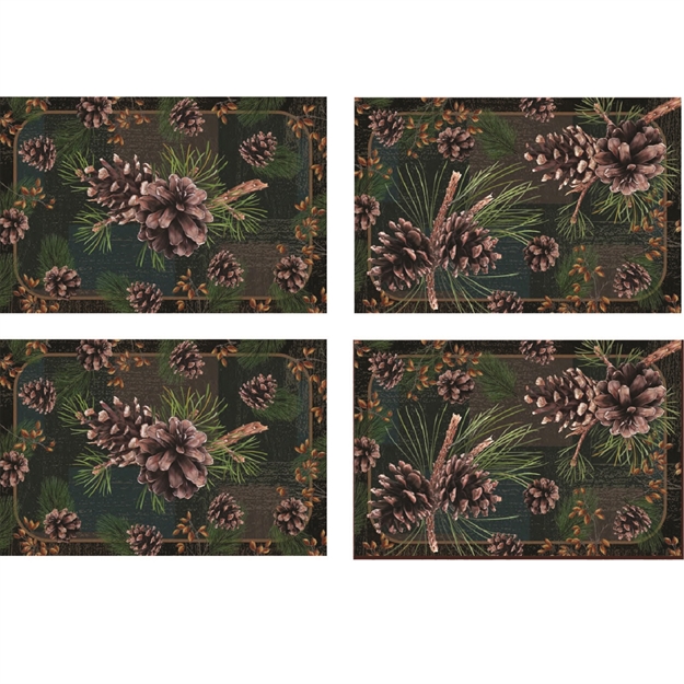 Picture of Rivers Edge 4 Piece Pinecones Placemat Set