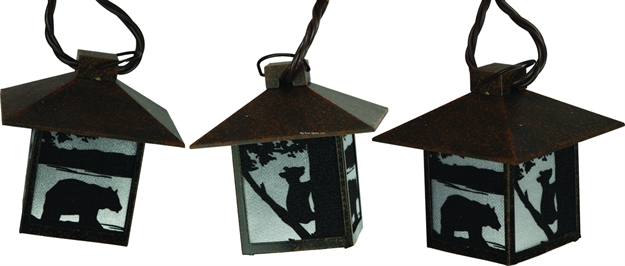 Picture of Rivers Edge Bear Rustic Lantern 10 PC Light Set